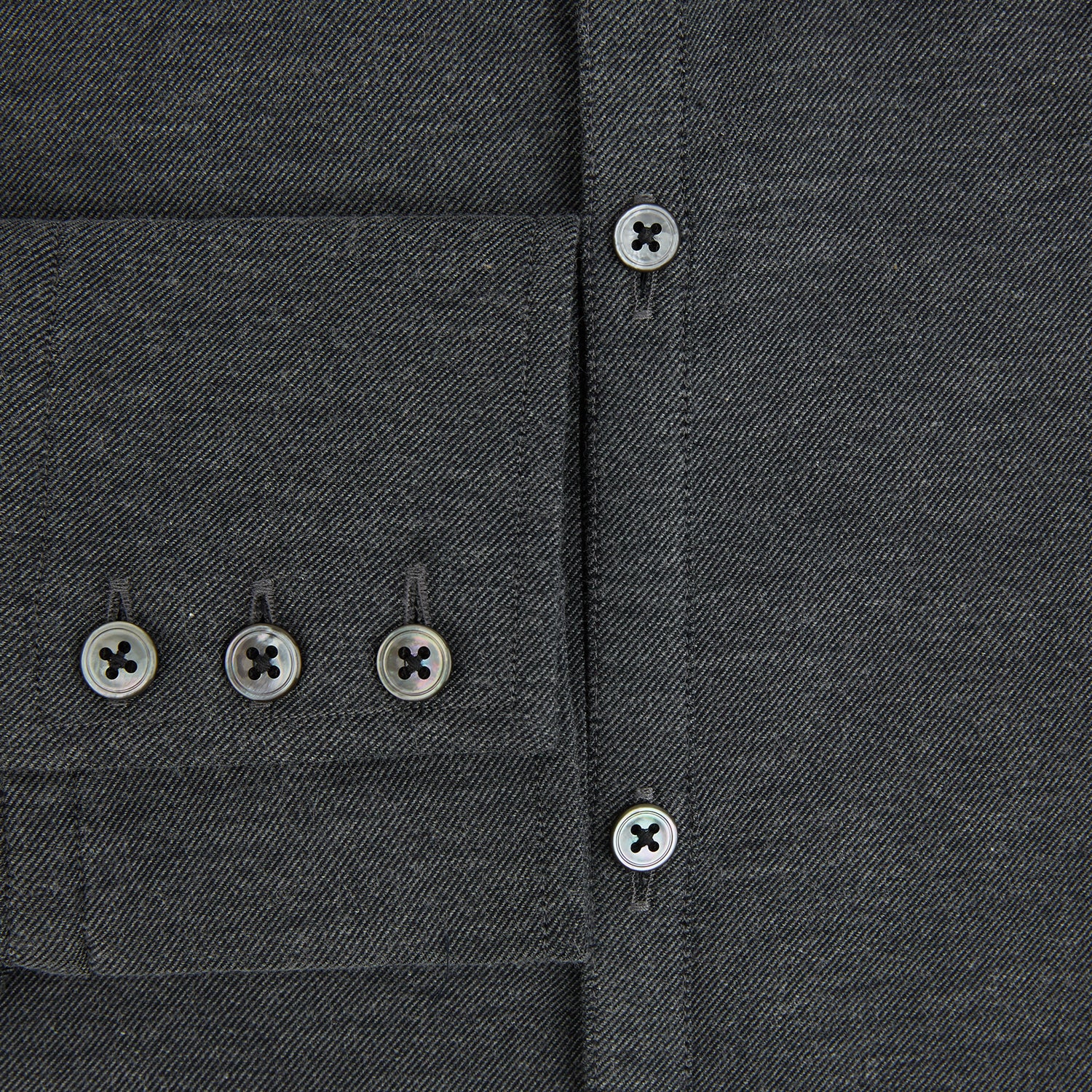 View 4 of product The Charcoal Melange Westminster Shirt by Turnbull & Asser features a long-sleeve, button-up design with a Turnbull collar and buttoned cuffs, offering classic British craftsmanship in a timeless style.
