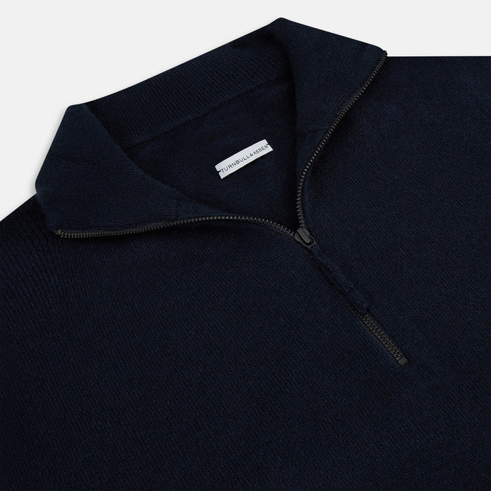 Midnight Blue Half-Zip Cashmere Jumper Image 1
