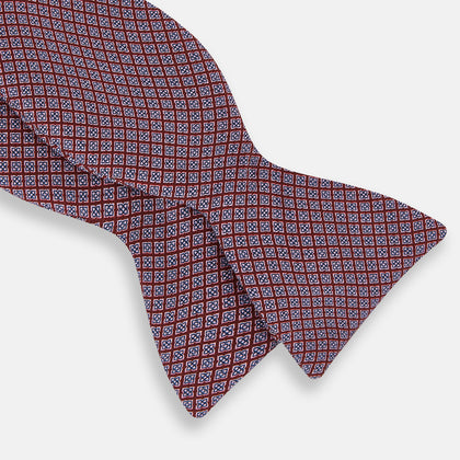 Indies Red Floral Square-Print Silk Bow Tie Image 1