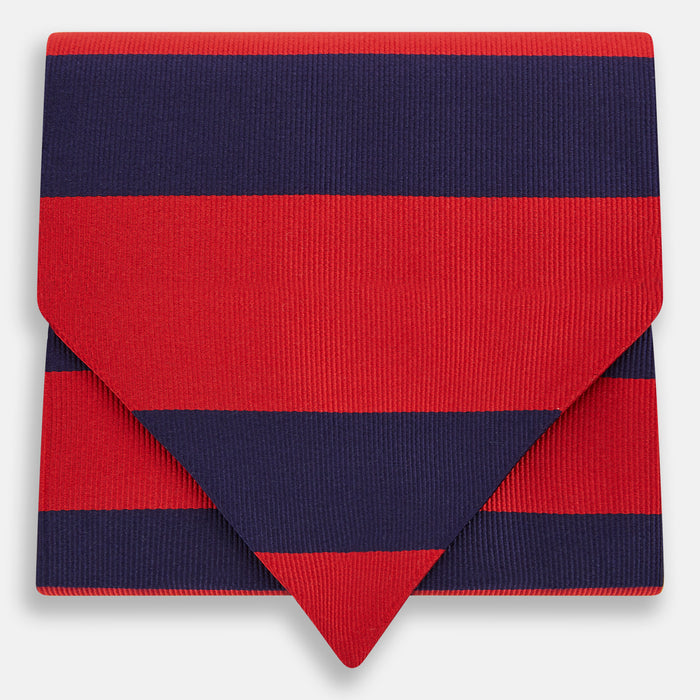 Wide Red Stripe and Navy Silk Cravat