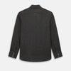 View 3 of product The Ash Linen Windsor Shirt by Turnbull & Asser is a long-sleeve, button-up black shirt with a Windsor collar and cuffs, reflecting British craftsmanship, shown on a plain white background.