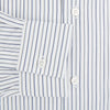 View 4 of product The Brown Multi Stripe Quarzo Nightshirt by Turnbull & Asser is a long-sleeve, knee-length Italian cotton nightshirt with brown and blue stripes, a collar, button placket, chest pocket, and cuffs. The dress is laid flat on a white background.