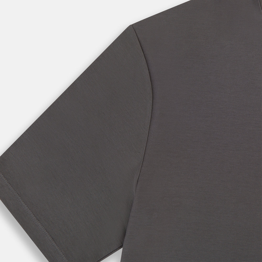 The Turnbull & Asser Shadow Grey Short-Sleeve T-shirt, featuring a classic crew neck and minimalist design with no visible logos, is laid flat on a white background—an ideal versatile staple for everyday wear.