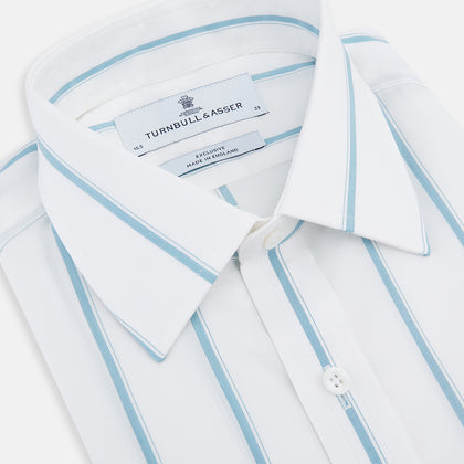 Turquoise Track Stripe Mayfair Shirt Image 1