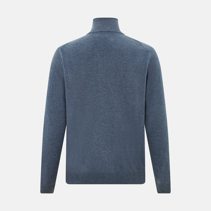 Blue Melange  Half-Zip Cashmere Jumper Image 2