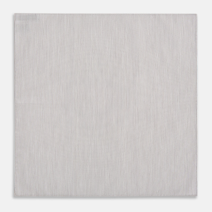 Brown Double Hairline Stripe Hand-Rolled Handkerchief Image 2