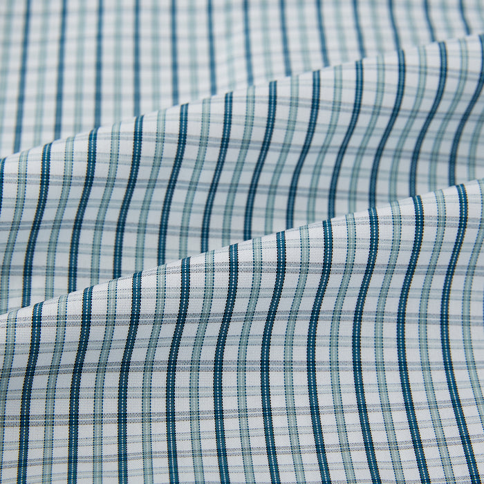 Light Petrol Micro Tattersall Check Mayfair Shirt Image 5