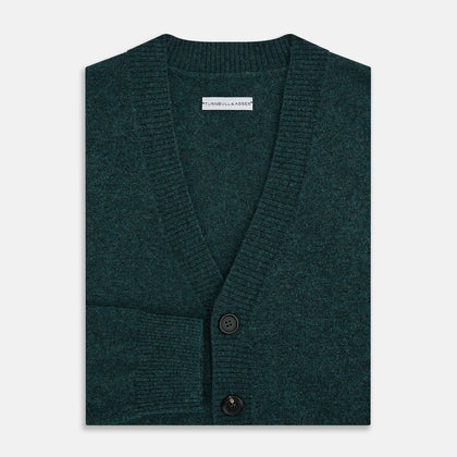 Green Melange Cashmere Cardigan Image 3