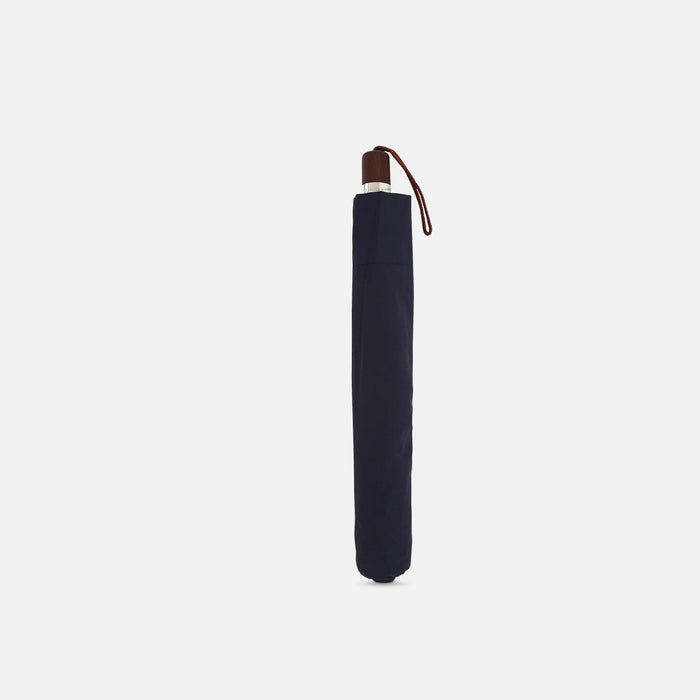 Navy Telescopic Umbrella with Brown Maple Handle Image 1