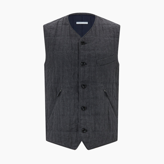 V NECK QUILTED VEST, ZIP PKTS, ASH Image 5