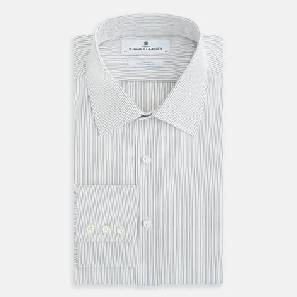 Midnight Blue and Grey Fine Stripe Mayfair Shirt Image 4