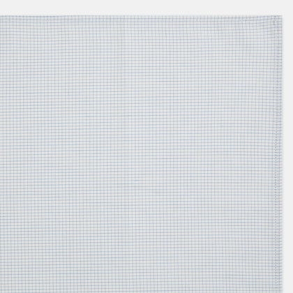 Hand Rolled Pale Blue Graph Check Handkerchief Image 2