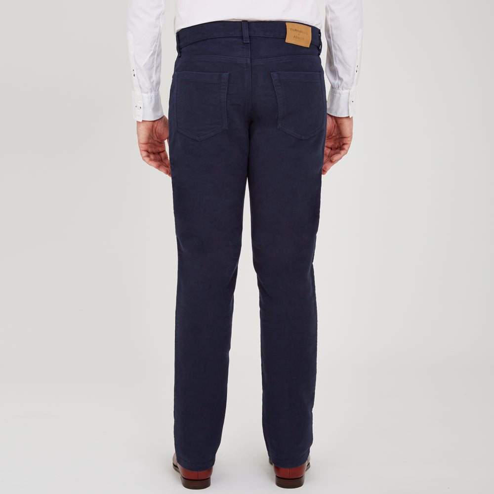 A pair of Blue Moleskin Trousers by Turnbull & Asser.