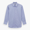 View 1 of product The Turnbull & Asser Blue End-on-End Cotton Shirt features a T&A collar and 3-button cuffs, perfect for pairing with a navy suit or smart ensemble, and is displayed flat against a white background.