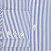 View 4 of product The Turnbull & Asser Navy Bengal Stripe Mayfair Shirt is a long-sleeved, collared formal shirt with blue and white stripes, white buttons, and buttoned cuffs—ideal for classic style enthusiasts. Displayed on a plain white background.