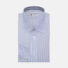 View 2 of product A close-up of the Navy Centre Stripe Cotton Fabric shirt by Turnbull & Asser.