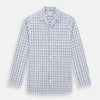 View 1 of product The Turnbull & Asser Burgundy and Blue Check Pyjama Shirt features a classic collar, button-up front, and grid check pattern—an elegant choice for nightwear or comfortable sleepwear.
