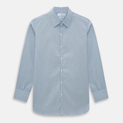 BLUE AND BROWN MICRO SHADOW CHECK WESTMINSTER SHIRT