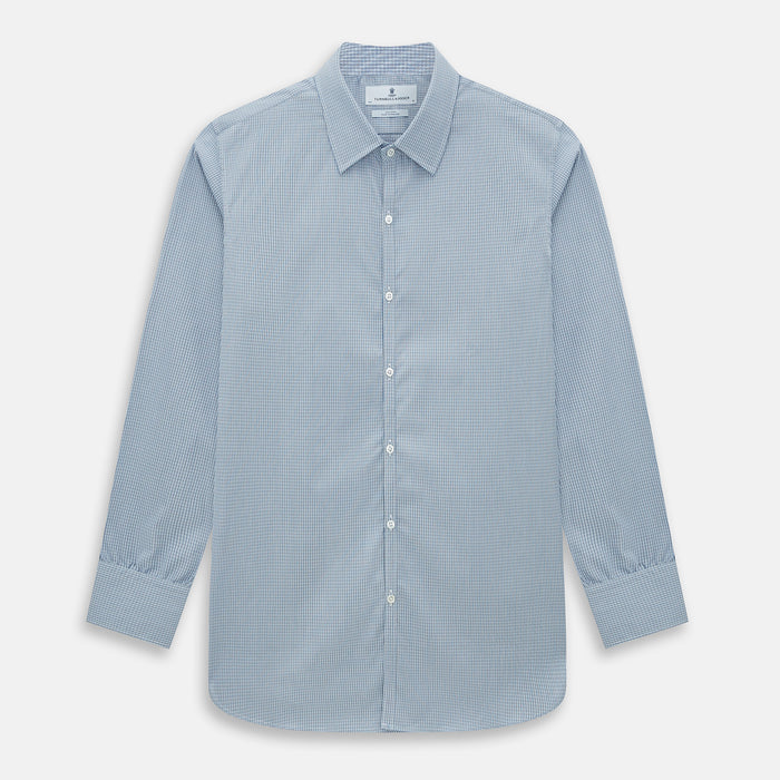 BLUE AND BROWN MICRO SHADOW CHECK WESTMINSTER SHIRT