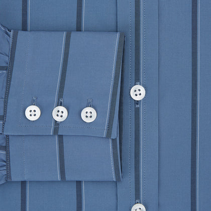 Steel Grey and Navy Track Stripe Mayfair Shirt Image 3