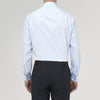 View 3 of product A neatly folded Turnbull & Asser Two-Fold 120 Light Blue Shirt, featuring a regent collar and double cuffs, is displayed against a plain white background.