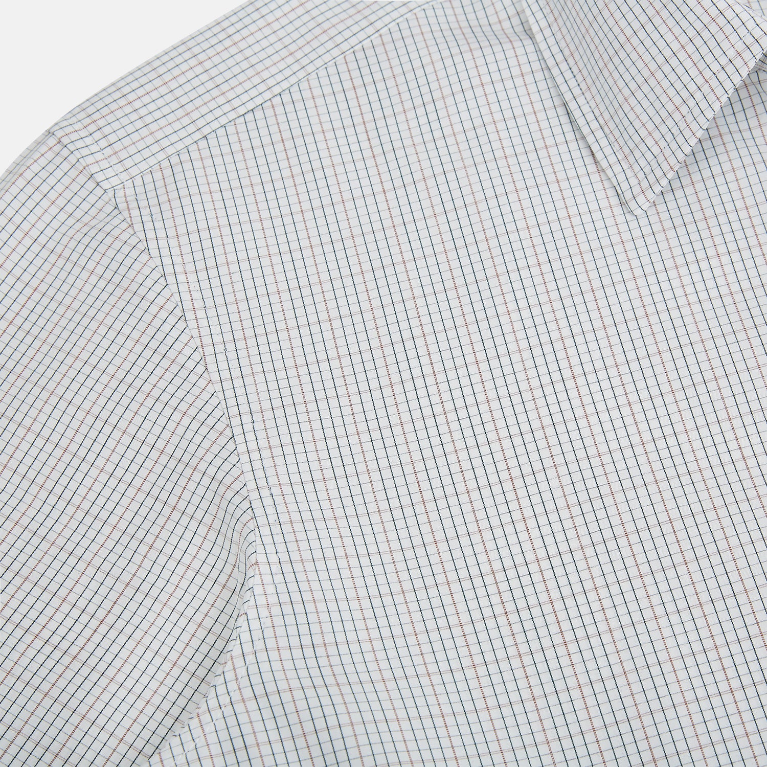 View 6 of product Turnbull & Asser's Forest Melange and Red Micro Check Windsor Shirt features a subtle check pattern, pointed collar, and white buttons—showcasing refined British craftsmanship.