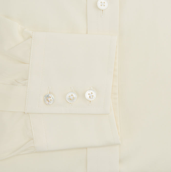 Cream Cotton Shirt with T&A Collar and 3-Button Cuffs Image 2