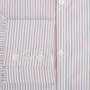 View 4 of product The Turnbull & Asser Red and Blue Double Stripe Westminster Shirt is a long-sleeved, button-up dress shirt with a formal collar, featuring narrow red and blue stripes on white, shown against a plain white background.