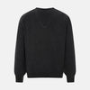 View 3 of product The Turnbull & Asser Charcoal Grey Melange V-Neck Cashmere Jumper is shown on a white background, featuring long sleeves, ribbed cuffs and hem for classic style and comfort.