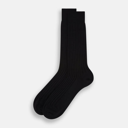 Black Wool Mid-Length Socks Image 1