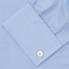 View 6 of product A Grey Cashmere Blend Shirt by Turnbull & Asser with a T&A collar and 3-button cuffs is neatly folded, showing its label, on a plain white background.
