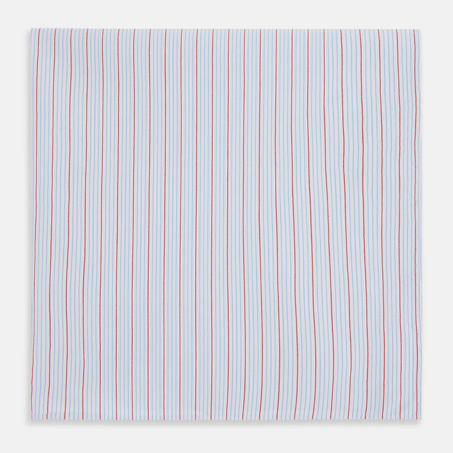 View 1 of product The Turnbull & Asser Hand Rolled Red Multi Pinstripe Handkerchief features fine stripes on cotton, displayed flat against a white background—a timeless gentleman’s accessory or pocket square.