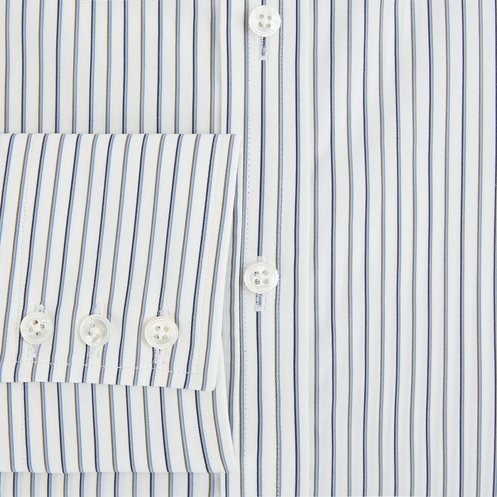 Brown and Blue Shadow Stripe Mayfair Shirt Image 3