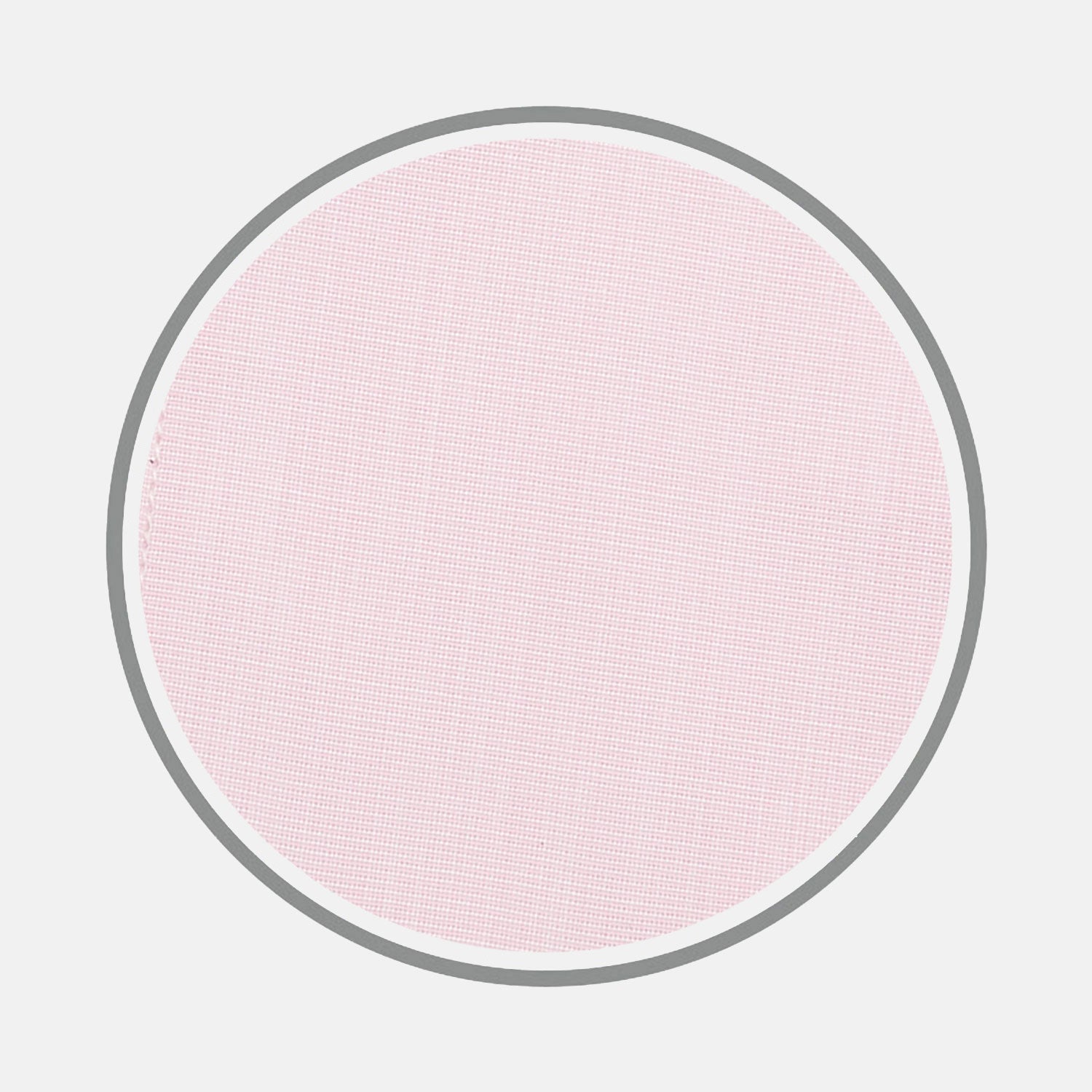 View 1 of product A circular Pink End-on-End Cotton Fabric by Turnbull & Asser, featuring a thin gray border and a textured light pink center, is displayed on a plain white background.