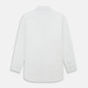 View 3 of product The Turnbull & Asser White Royal Oxford Cotton Windsor Shirt features a Turnbull open collar, long sleeves, 3-button cuffs, and a straight hem, shown against a plain white background.