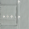 View 4 of product The Melon Green Halo Stripe Westminster Shirt by Turnbull & Asser, featuring thin green and white stripes and a classic Turnbull collar, is displayed against a plain white background—a testament to refined British craftsmanship.