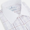 View 2 of product The Turnbull & Asser Purple Multi Plaid Check Shirt features a spread collar, double cuffs, and a fitted silhouette. Its bold plaid pattern and contrast collar add a modern touch to classic British style. Displayed on a plain white background.