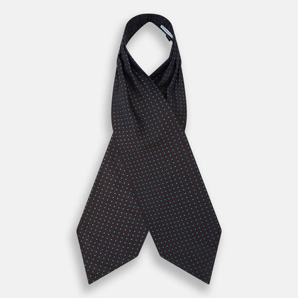 Blue and Dark Brown Micro Dot Silk Cravat Image 1