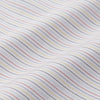View 4 of product The Turnbull & Asser Red Multi Stripe Tailored Fit Shelton Shirt features subtle vertical stripes, a classic Kent collar, and buttoned cuffs, shown laid flat on a white background.