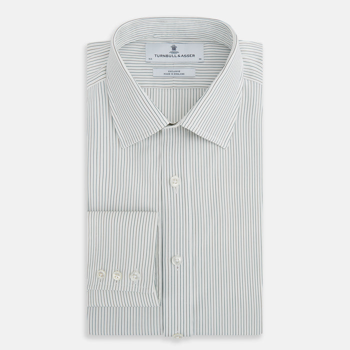Green and Brown Ticking Stripe Mayfair Shirt Image 4