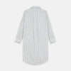 View 5 of product The Turnbull & Asser Cream Multi Cotton Sussex Nightshirt is a knee-length, long-sleeve shirt dress with a blue and beige plaid pattern, collar, front button placket, chest pocket, and rounded hem with side slits.