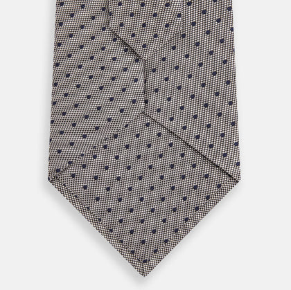 Navy and Lilac Micro Dot Silk Tie Image 2