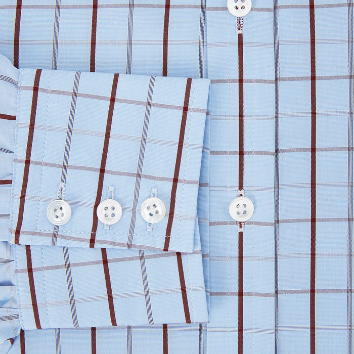 Burgundy Multi Combination Check Mayfair Shirt Image 3