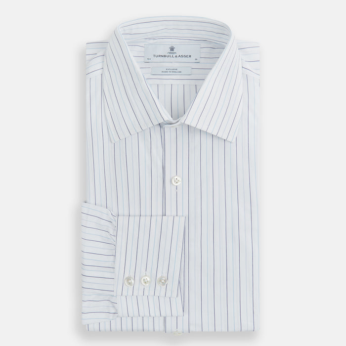 Blue Wide Pinstripe Mayfair Shirt Image 4