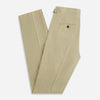 View 6 of product Turnbull & Asser's Taupe Linen Henry Trousers, made from a linen-cotton blend, feature a straight-leg cut, button and zip closure, belt loops, and adjustable waist tabs—shown against a plain white background.