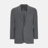 View 1 of product The Turnbull & Asser Grey Merino Wool Jacket is single-breasted with a notched lapel, two front patch pockets, and a single button closure, fashioned from fine Super Merino Wool. Shown here against a plain white background.