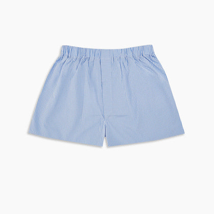 Light Blue Gingham Cotton Boxer Shorts Image 2
