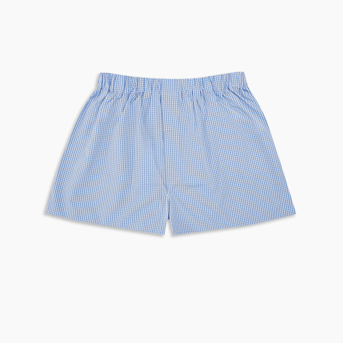 Light Blue Gingham Cotton Boxer Shorts Image 2