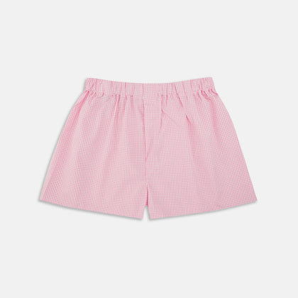 Pink Gingham Cotton Boxer Shorts