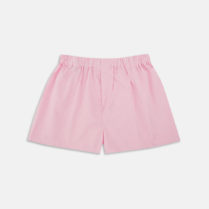 Pink Gingham Cotton Boxer Shorts